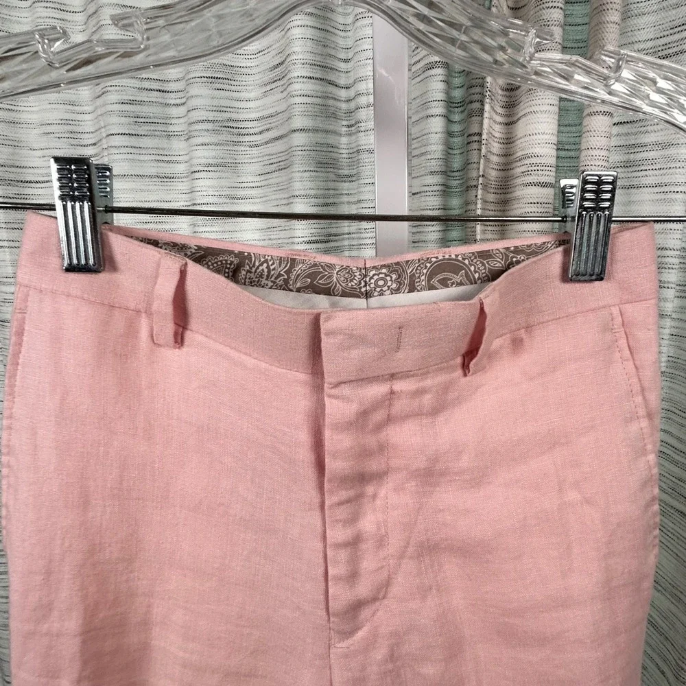 Lauren Ralph Lauren Linen Pants Light Pink Womens 8R Straight Leg Trousers